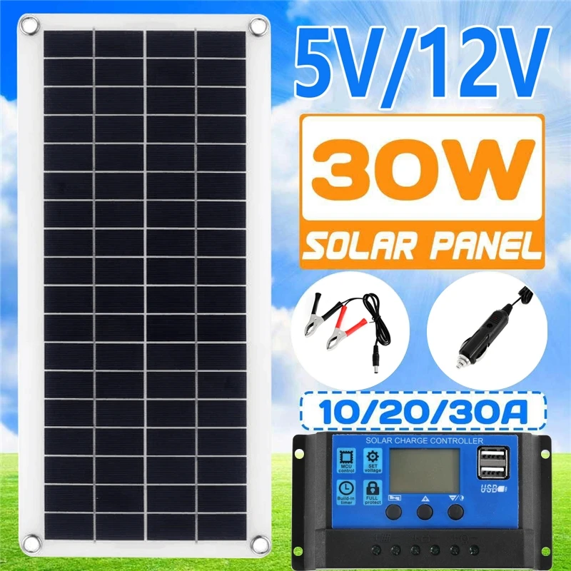 Solar Charger Panel Foldable - Kit de painel solar 30w 12v